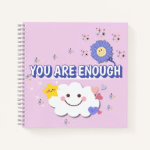 You Are Enough Spiral Notebook – Cute Cloud Design