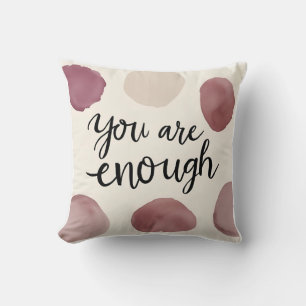 You Are Enough Watercolor Mauve Cream Cushion