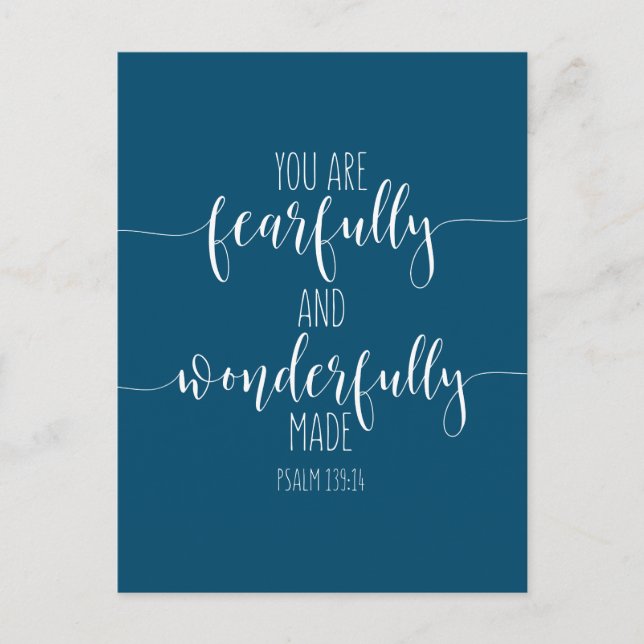 You Are Fearfully And Wonderfully, Psalm 139:14 Postcard (Front)