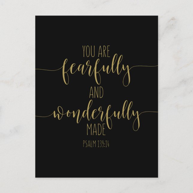 You Are Fearfully And Wonderfully, Psalm 139:14 Postcard (Front)