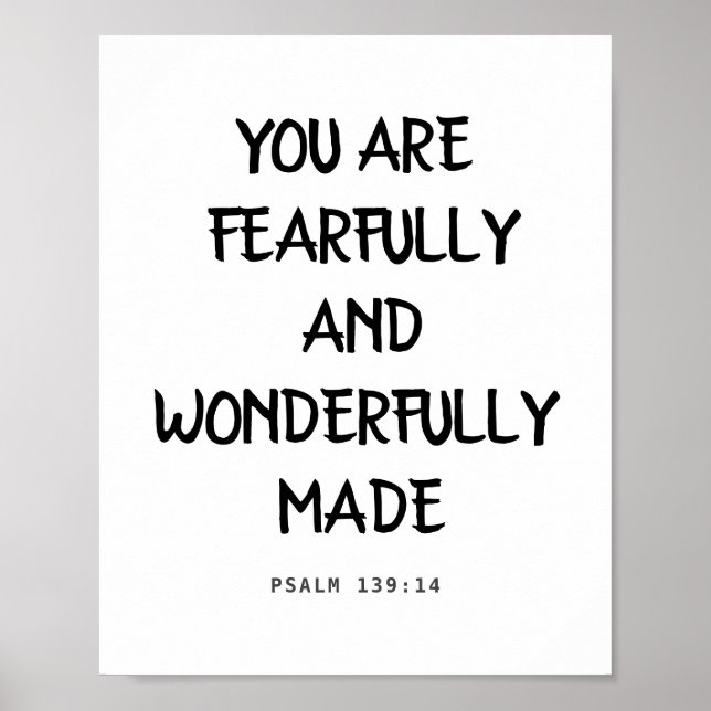You Are Fearfully And Wonderfully, Psalm 139:14 Poster (Front)