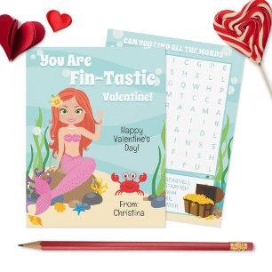 You Are Fin-Tastic Mermaid Valentine's Day Card