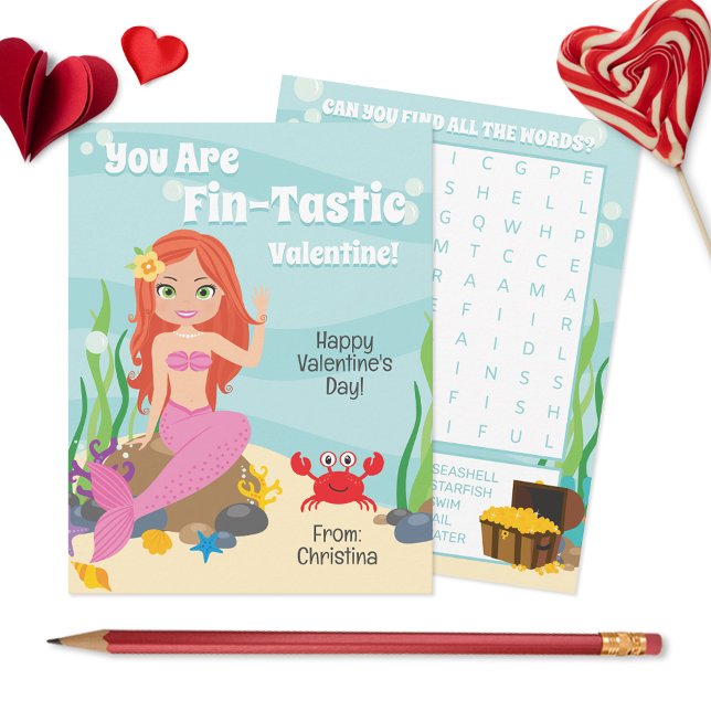 You Are Fin-Tastic Mermaid Valentine's Day Card (Creator Uploaded)