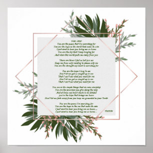 YOU ARE Green leaf poster 12 x 12 Poetry Wall Art