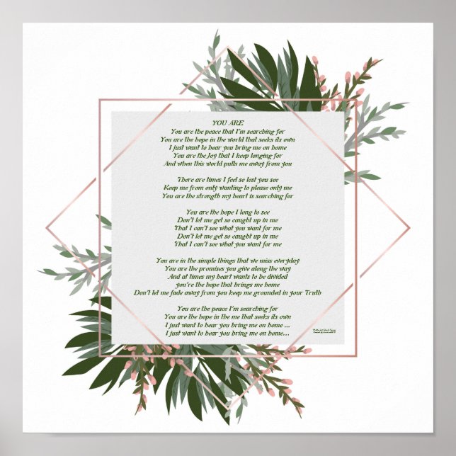 YOU ARE Green leaf poster 12 x 12 Poetry Wall Art (Front)