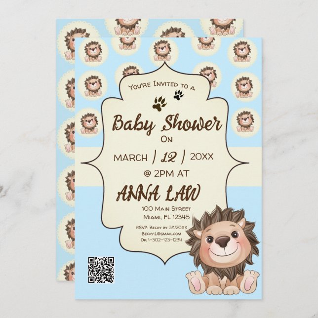 You are Grrreat Cute Lion Baby Boy  Invitation (Front/Back)