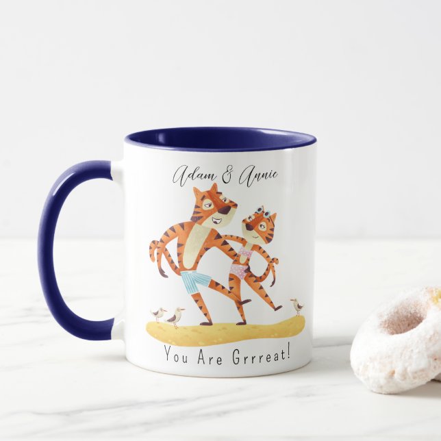 You Are Grrrreat Tiger Customised Gift Him Her     Mug (With Donut)
