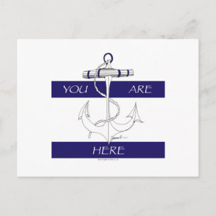 you are here nautical blue design postcard