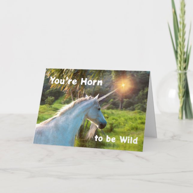 You Are Horn to be Wild Birthday Unicorn Photo Card (Front)