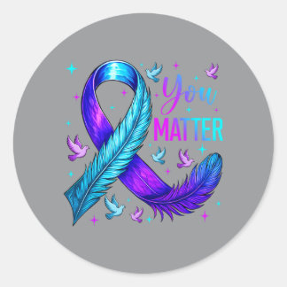 You Are Important Ribbon Bird Prevention Awareness Classic Round Sticker
