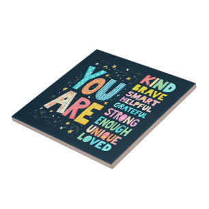 You Are Inspirational Quote Positive Typography Ceramic Tile