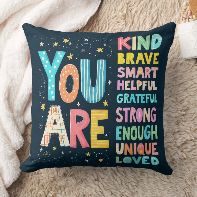 You Are Inspirational Quote Positive Typography  Cushion (Blanket)