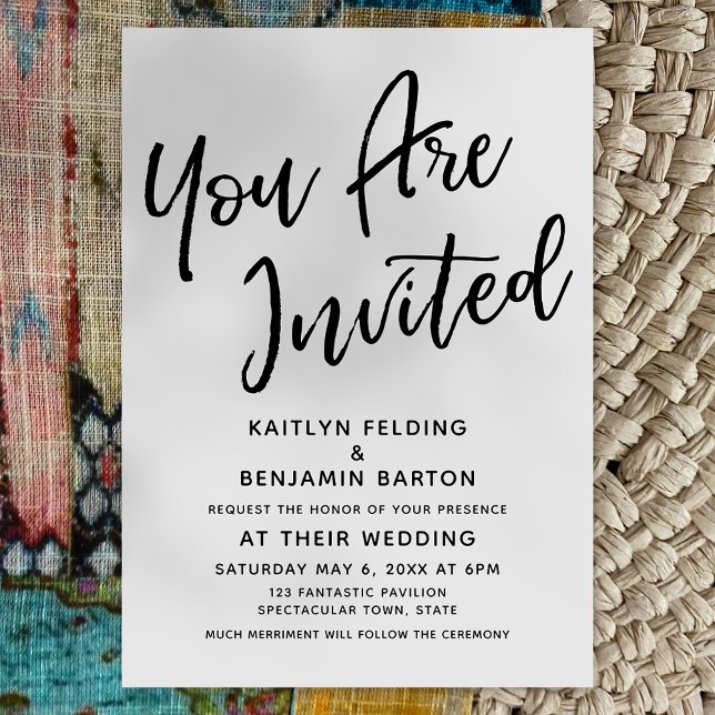 "You Are Invited" Casual Modern Script Wedding Invitation (Creator Uploaded)