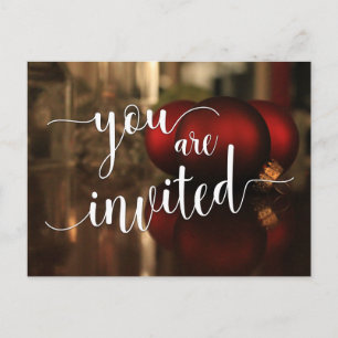 You Are Invited Christmas Holiday Party Red Decor Invitation Postcard