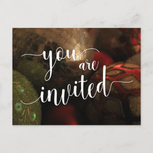 You Are Invited Christmas Party, Glass Balls Postcard