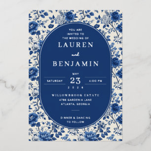 You Are Invited Elegant Blue Floral