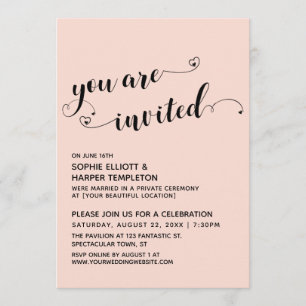 You Are Invited Hearts Script Blush Reception-Only Invitation