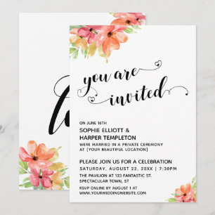 You Are Invited Hearts Script Boho Florals Invitation