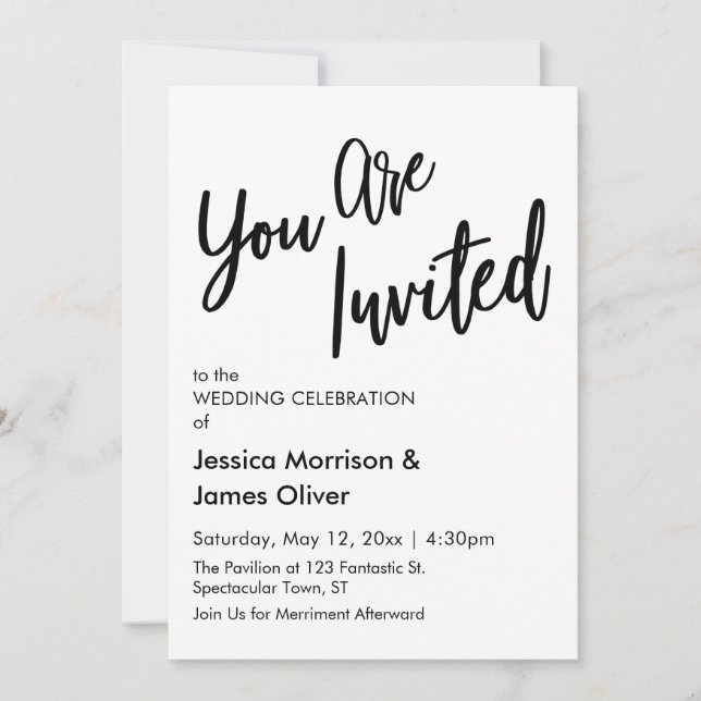 You Are Invited, Minimal Modern Wedding Invitation (Front)