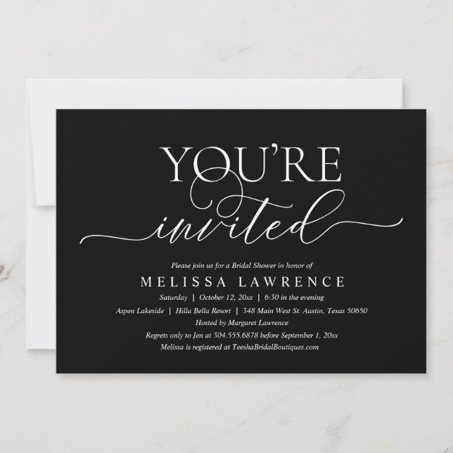 You Are Invited, Modern Bridal Shower Party Invita Invitation (Front)