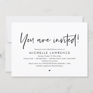 You are invited, Modern Casual Bridal Shower Invitation