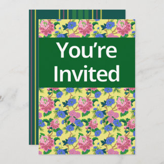 “You are invited” preppy chinoiserie floral Invitation