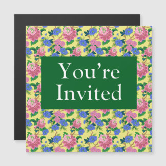 “You are invited” preppy chinoiserie floral Magnetic Invitation
