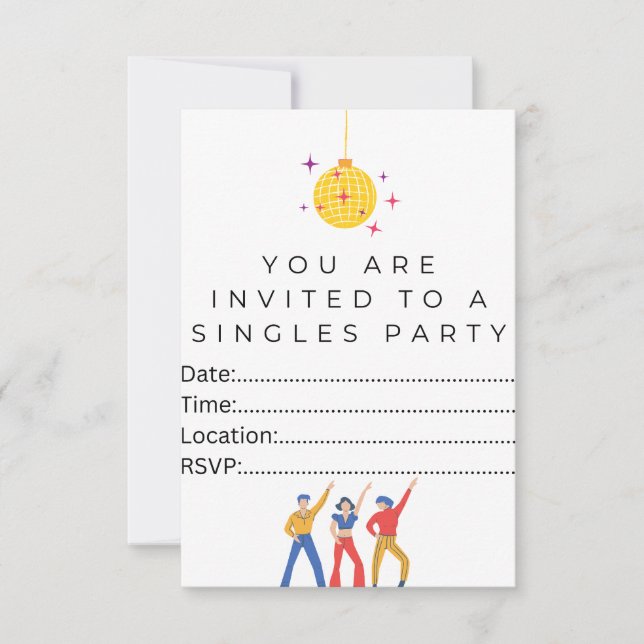You are invited to a singles party invitation (Front)