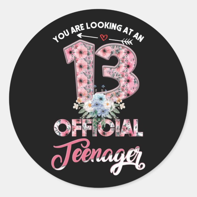 You Are Looking At An 13 Official Teenager Floral Classic Round Sticker (Front)