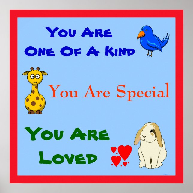 You are Loved Animal Inspirational Kids Quote Poster (Front)