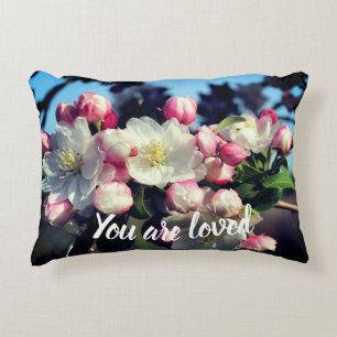 You Are Loved Blossoms Inspirational Decorative Cushion