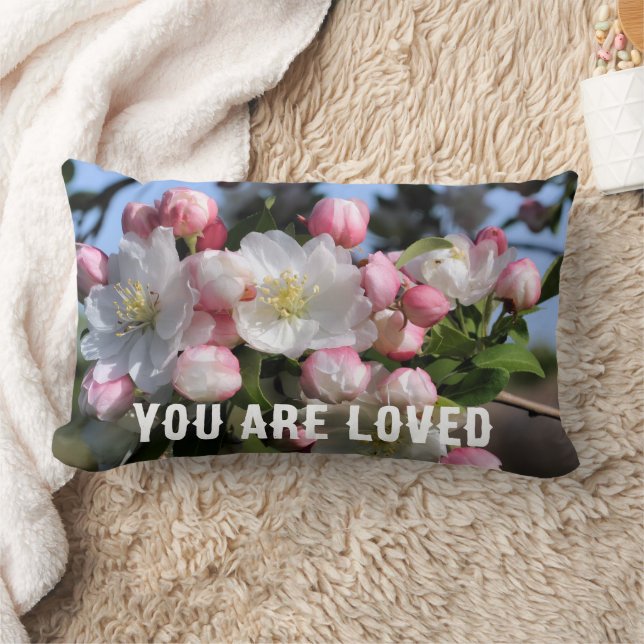 You Are Loved Blossoms Inspirational  Lumbar Cushion (Blanket)