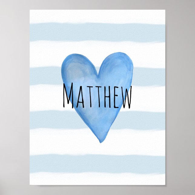 You are Loved Blue Heart Baby Boy's Nursery Poster (Front)