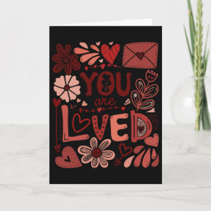 You Are Loved Boho Valentine Floral Valentines Day Card