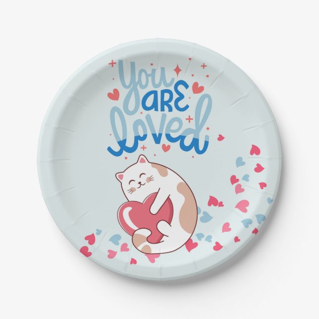 You Are Loved Cats Paper Plate (Front)