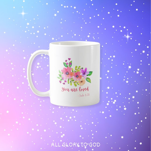 You Are Loved Christian Modern Jude 1:21 Floral Coffee Mug (Creator Uploaded)