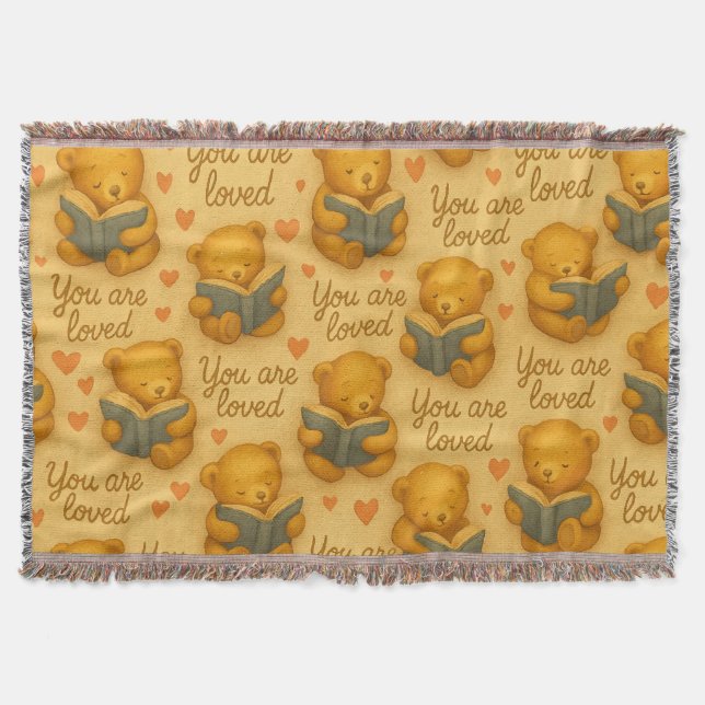 You Are Loved – Cosy Bear Throw Blanket for Kids (Front)