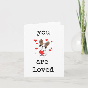You Are Loved, Cute Dog with Heart Card