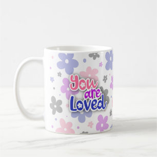 You Are Loved Flowers Genderfluid Pride Lettering Coffee Mug