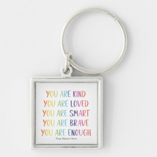 You Are Loved Fun Rainbow Positive Affirmations Key Ring