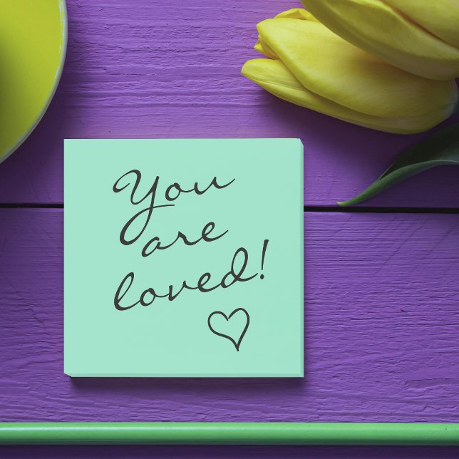 You Are Loved Green with Heart Positive Post-it Notes (Creator Uploaded)