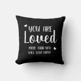 You Are Loved Hearts Black White Rustic Country Cushion