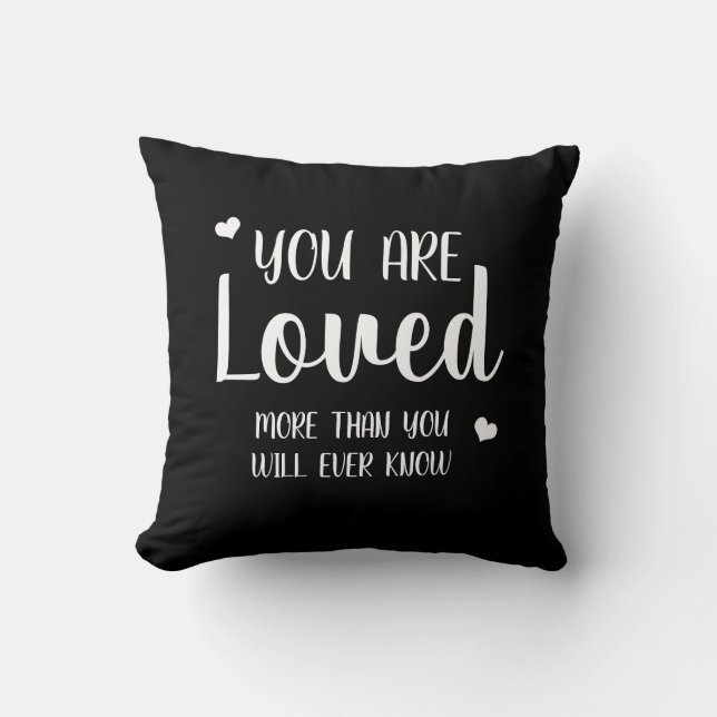 You Are Loved Hearts Black White Rustic Country Cushion (Front)