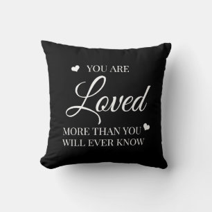 You Are Loved Hearts More Than You Know Black Cushion