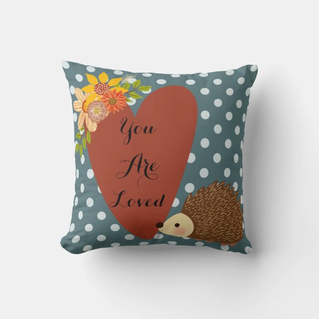 You Are Loved Hedgehog Cushion (Front)