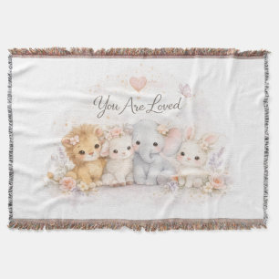 You Are Loved Nursery Animals – Gender Neutral Des Throw Blanket