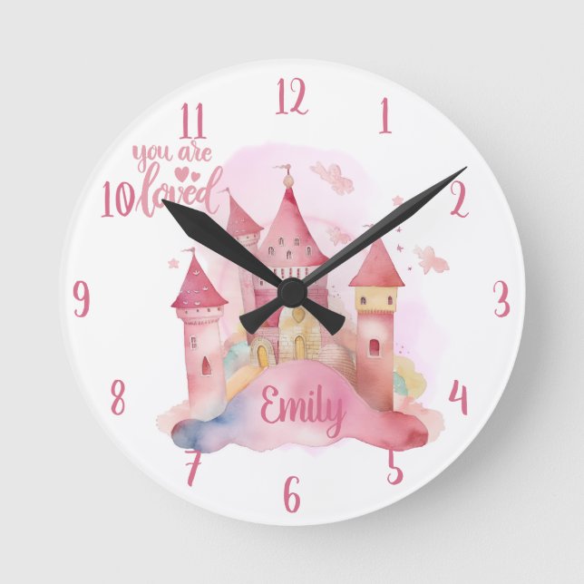 You are Loved Palace Pink Cloud customisable Round Clock (Front)