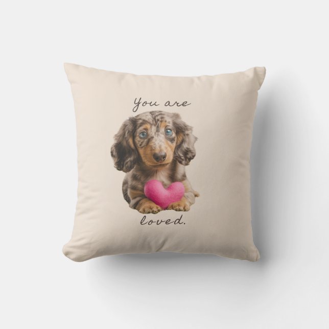 You Are Loved Pillow – Adorable Dachshund Gift  (Front)
