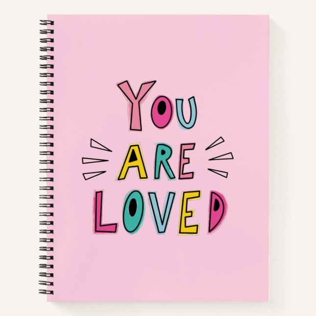 You Are Loved Pink Affirmation Quote Notebook (Front)