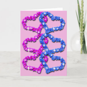 You Are Loved Pink And Blue Hearts Greeting Card